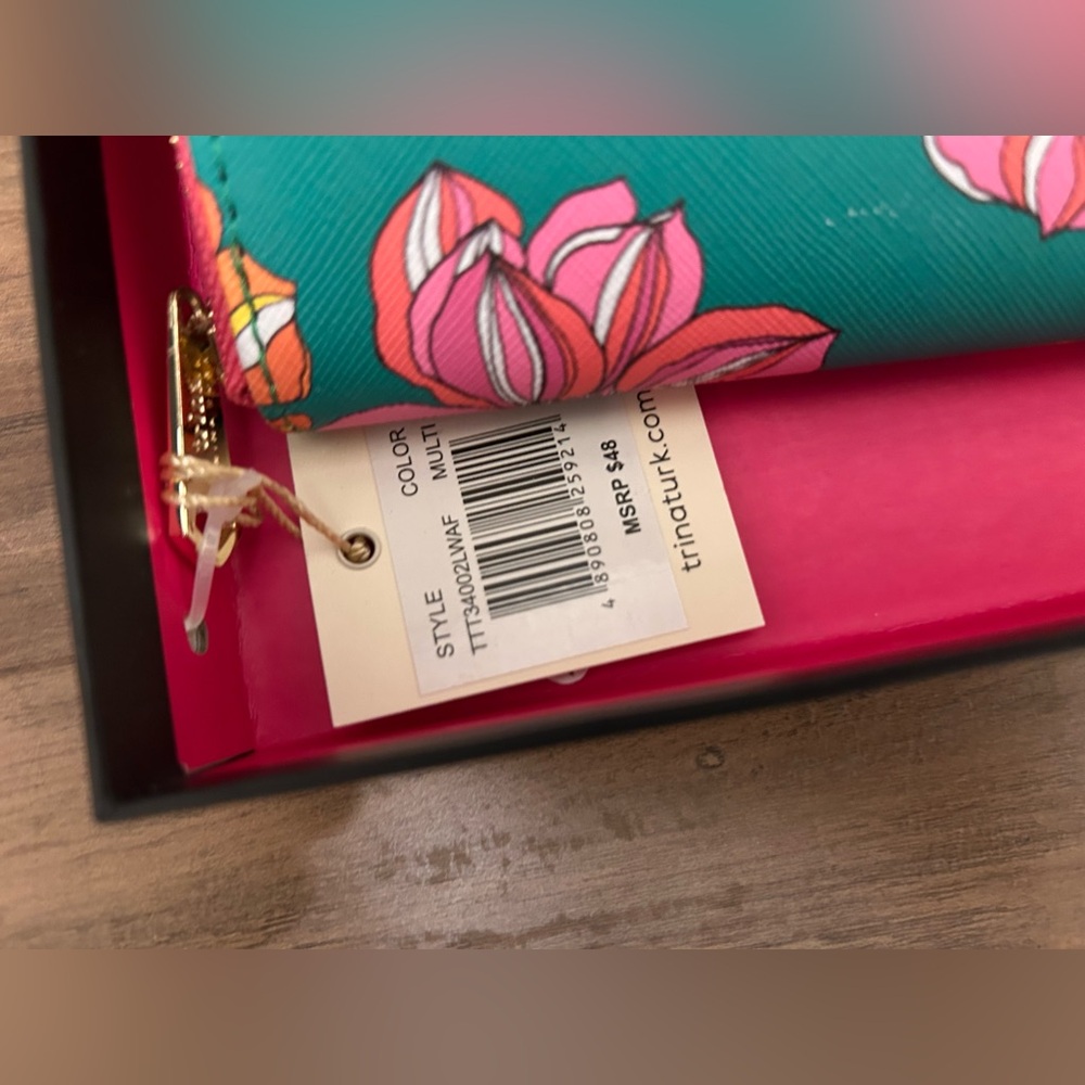 Trina Turk Teal Wallet with Floral Design - Picture 5 of 6